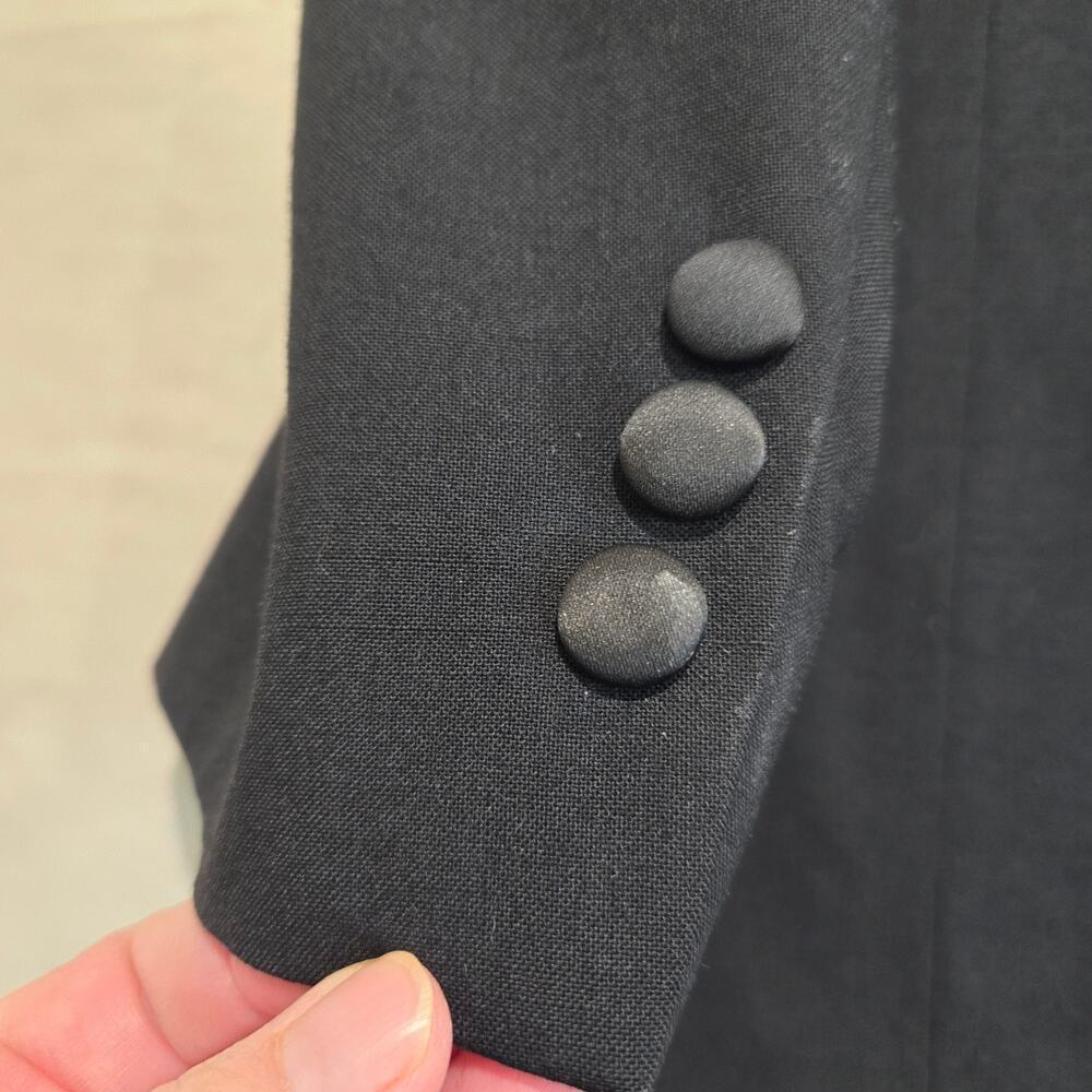 Vtg 80s Halston Tuxedo Jacket Black Wool Satin Made in USA Chest Size 42 - Picture 7 of 8